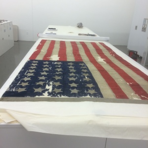 This important flag was thought to fly over Sitka during the transfer ceremony between the Russians and the Americans in 1867. ASM III-O-495